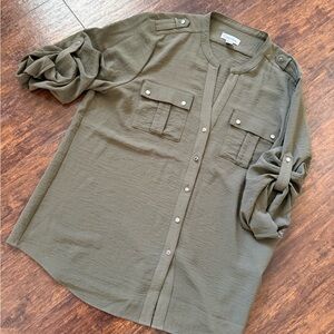 Calvin Klein Olive Green Popover Utility Shirt